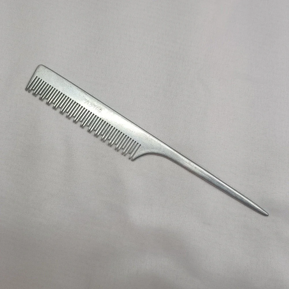 Vintage Tip Top Aluminum Rat Tail Comb Handmade in Japan Metal Hair Styling Tool